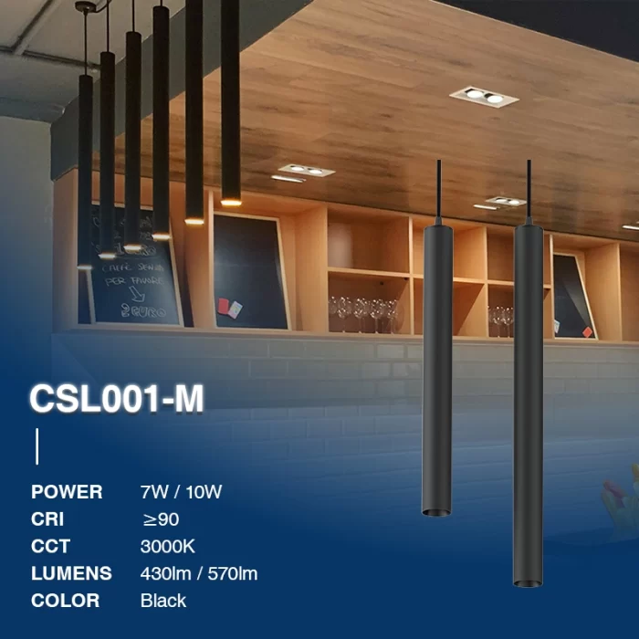 CSL001-M 10W 3000K 36° Nero lampadari a goccia-Lampadari a Sospensione Camera Da Letto--02N