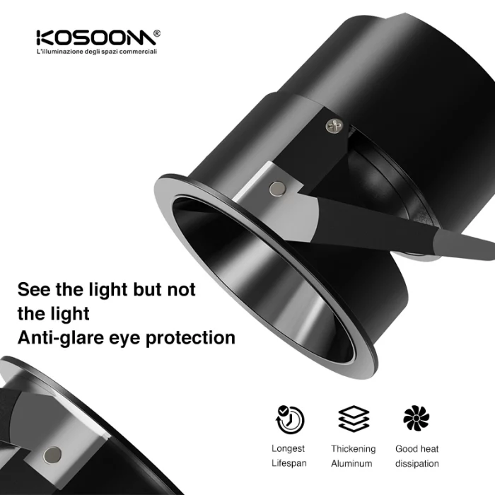 CSL007-A 8W 3000K 24° Nero foro hole Φ75 led faretto incasso-Faretti da Lncasso Moderni--03