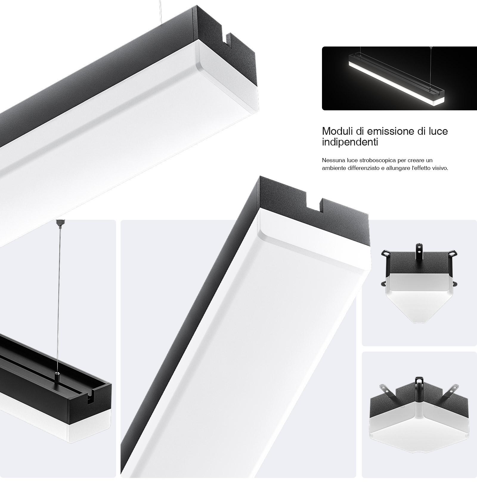 Kit di accessori per l'installazione a soffitto da 70 mm di alta qualità per luci lineari a soffitto a LED MLL003-A LA0304-Kosoom-Accessori--03