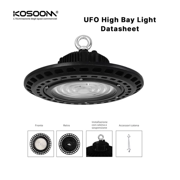 MLL011-C 200W 4000K 90° Nero UFO-Illuminazione della palestra-MLL001-C-04