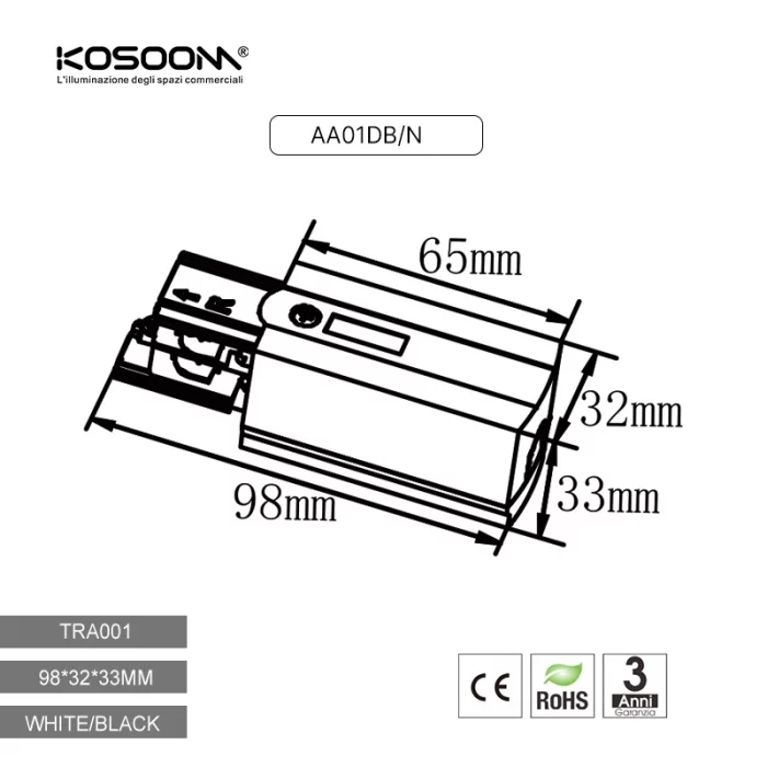 Connettore di alimentazione quadrato a quattro fili Right White TRA001-AA01DB Kosoom-Accessori--05 11
