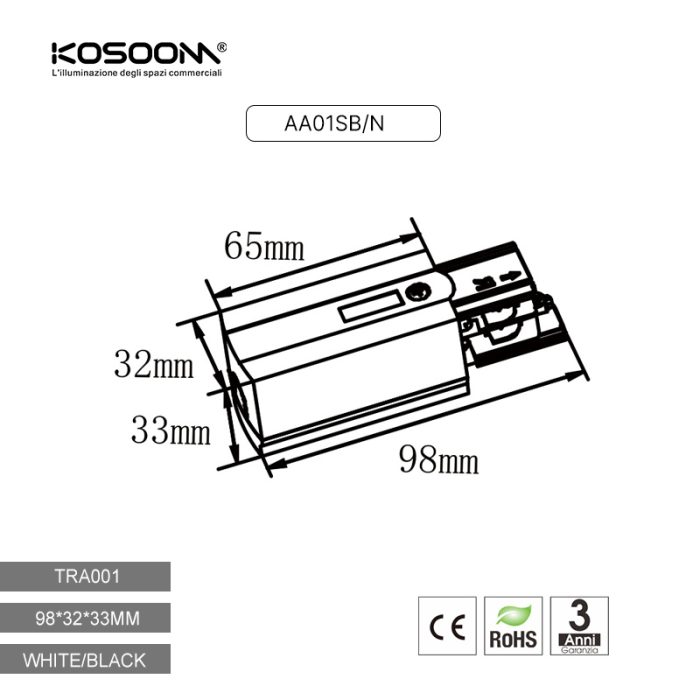 Connettore di alimentazione quadrato a quattro fili Left White TRA001-AA01SB Kosoom-Accessori--05 12