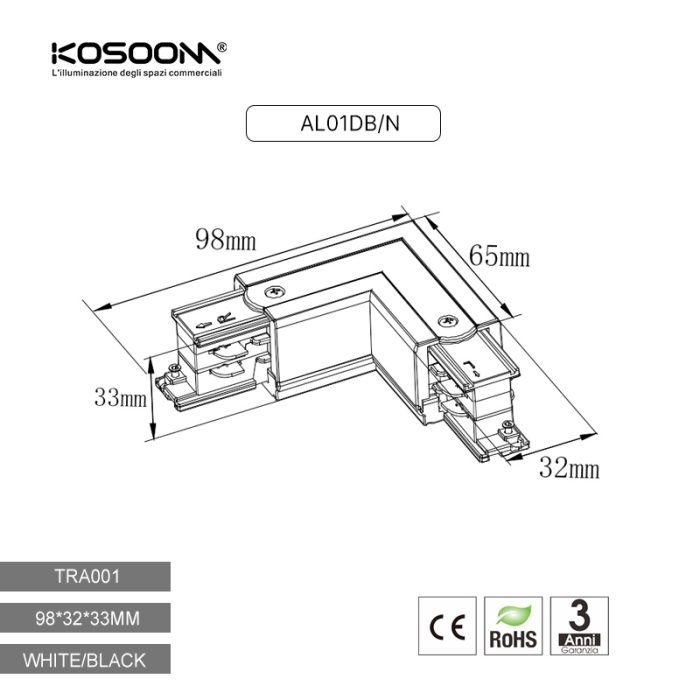 Snodo L destro Bianco TRA001-AL01DB Kosoom-Accessori--05 17