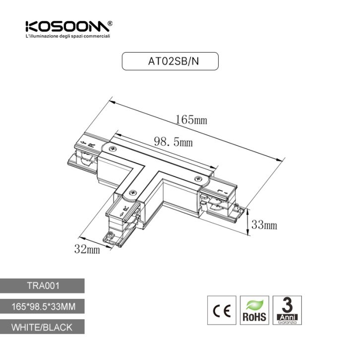 Giunto a T Sinistro B Bianco TRA001-AT02SB Kosoom-Accessori--05 23