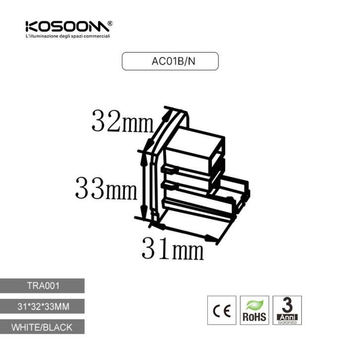 Connessione finale quadrifilare di potenza a quattro fili TRA001-AC01B Kosoom-Binario quadrata e accessori--05 26