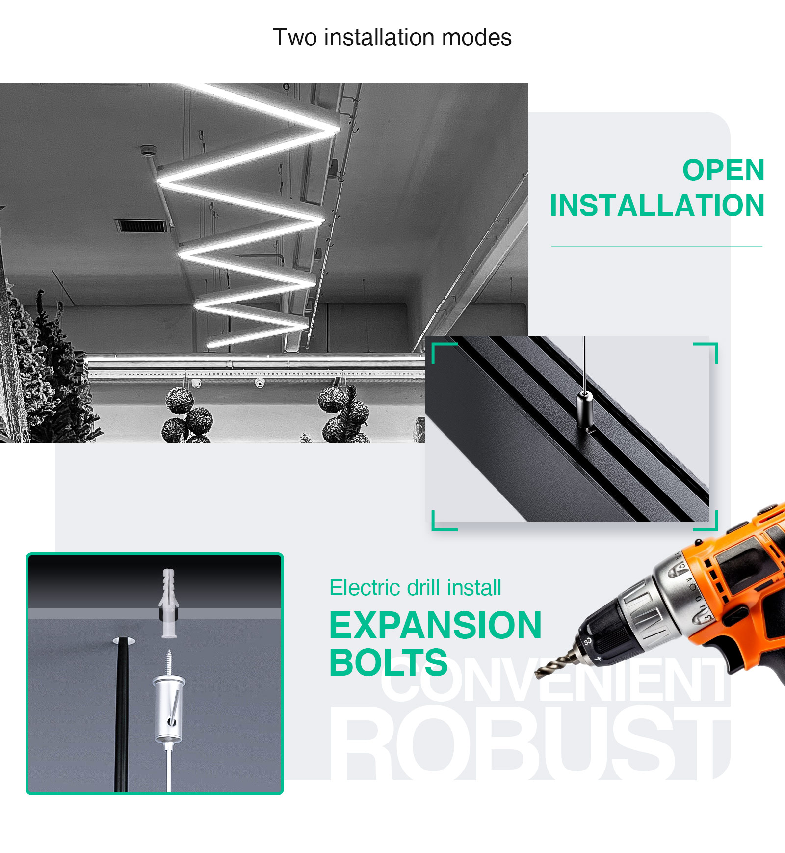 Cavo di sospensione/5 metri per lampade a sospensione lineari a LED SLL003-A-LA0201 di KOSOOM-Accessori--06