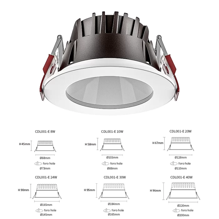 DCL001-E 40W 4000K 70° Faretto da incasso-Faretti Corridoio--06