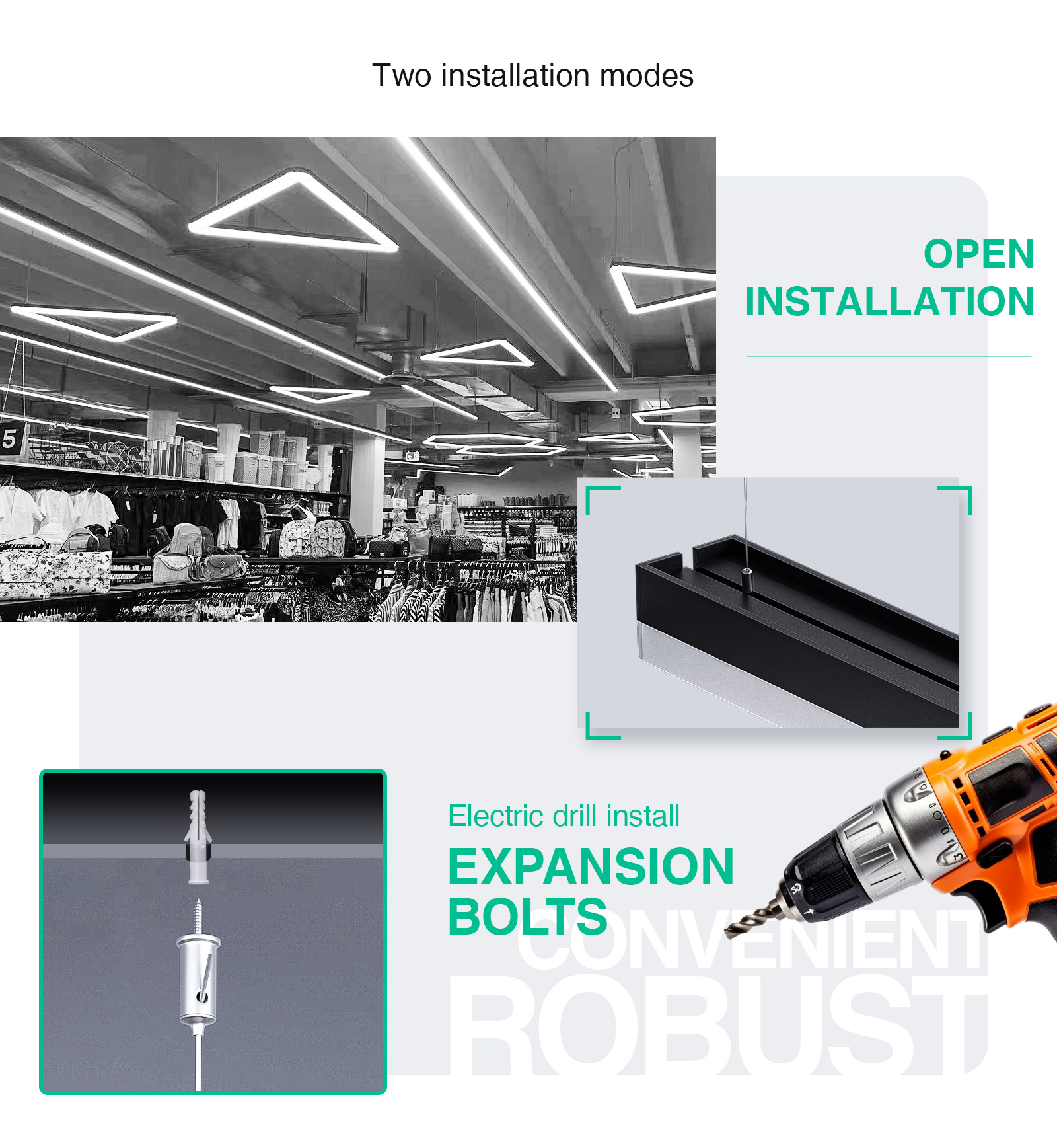 Kit di accessori per l'installazione a soffitto da 70 mm di alta qualità per luci lineari a soffitto a LED MLL003-A LA0304-Kosoom-Accessori--09