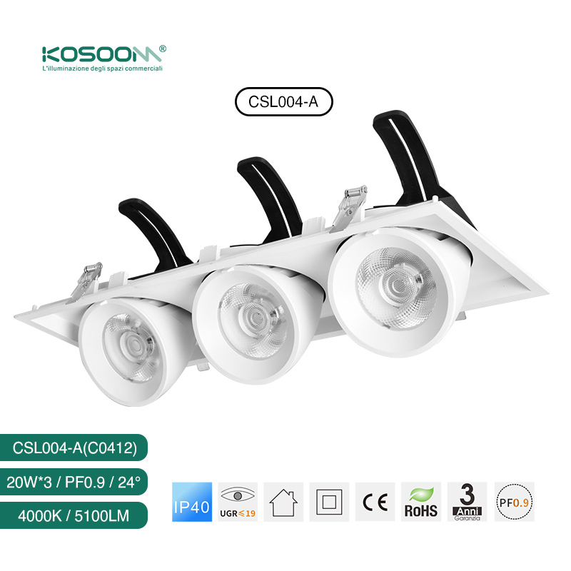 C0412 Downlight LED 20W*3 4000K 5100LM ad alta efficienza energetica CSL004-A Kosoom-Faretti da Incasso