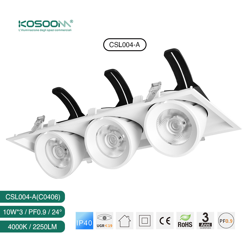 C0406 Downlight LED all'ingrosso 10W * 3 4000K 2250LM CSL004-A KOSOOM-Faretti da Incasso