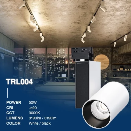 TRL004-50W-3000K-55°-Bianco Faretti a binario-Illuminazione della sala da pranzo--2