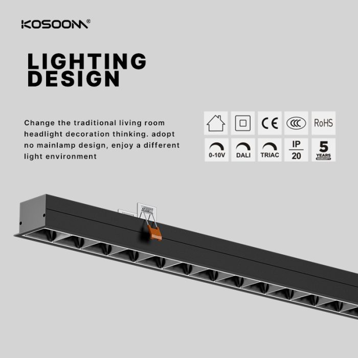 Luci lineari direttamente personalizzabili in fabbrica SL925G 40W 4000LM 1192*67*45mm Angolo del fascio regolabile 15°/30°/45°-Kosoom-Lampada Lineare LED--22029 1706352970