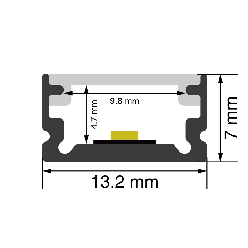 Perfil LED compacto com tampas e tampas L2000x13.2x7mm SP05-LED Perfis--SP05