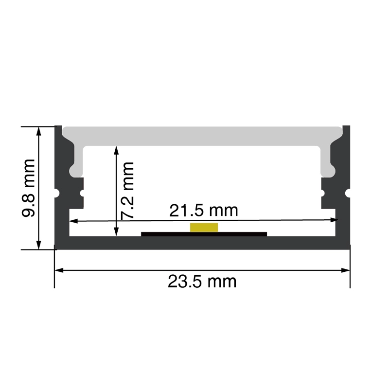 ערכה שלמה פרופיל אור LED L2000x23.5x9.8 מ"מ SP12-LED אלומיניום פרופיל--SP12