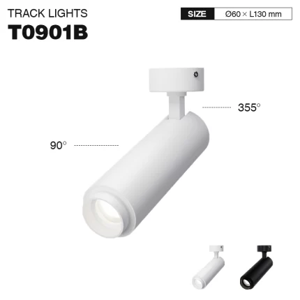 TRL009-12W-3000K-24°-Hvid skinne med LED-spotlights-Forsænket skinne til spotlights--T0901B