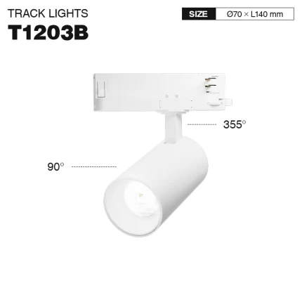 TRL012-30W-4000K-36°-White Track tare da fitilun LED-hasken ofis-T1203B