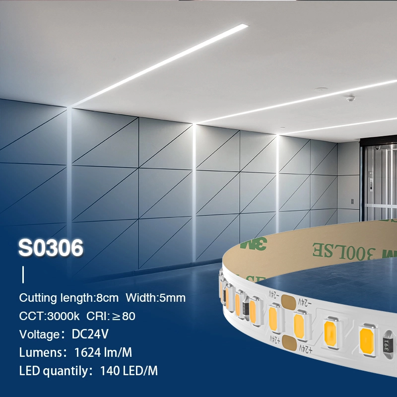 SMD 2835 3000K Ra80 IP20 12W/m 140LEDs/m Striscia a LED per Interni-Strisce LED--S0306