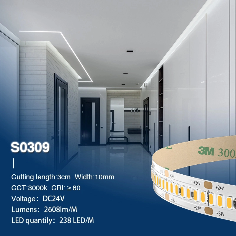 SMD 2835 3000K Ra80 IP20  20W/m 238LEDs/m Strisce LED Cartongesso-Strisce LED Soggiorno--S0309