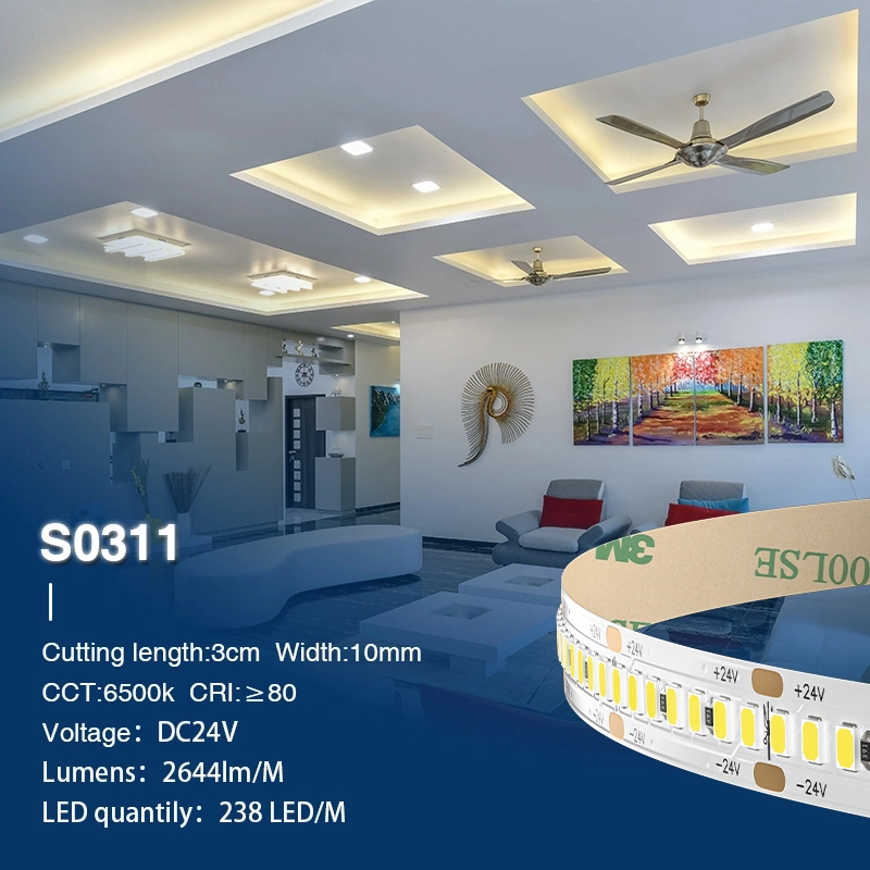 SMD 2835 6500K Ra80 IP20 20W/m 238LEDs/m strisce led soffitto-Strisce LED per Scale Interne--S0311
