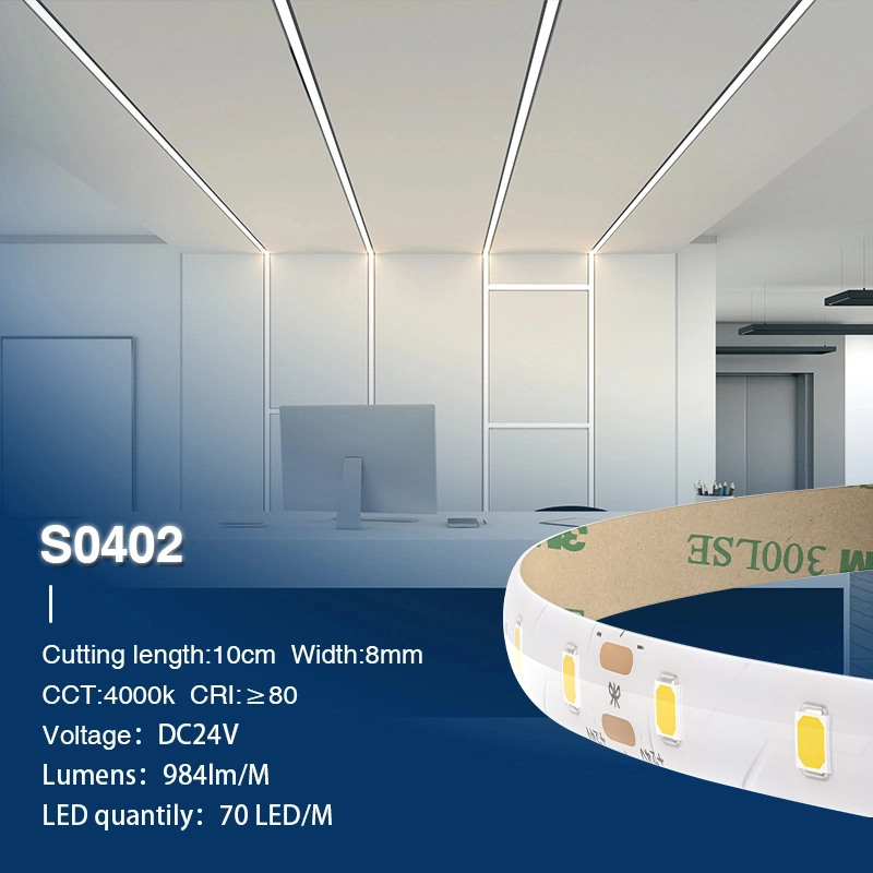SMD 2835 4000K Ra80 IP44 8W/m 70LEDs/m Strip LED da soffitto-4000K Striscia LED--S0402