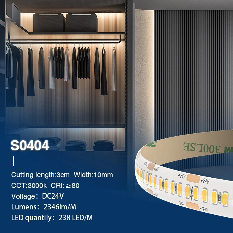 SMD 2835 3000K Ra80 IP44 20W/m 238LEDs/m illuminazione strisce LED soffitto-Striscia LED Da Incasso--S0404