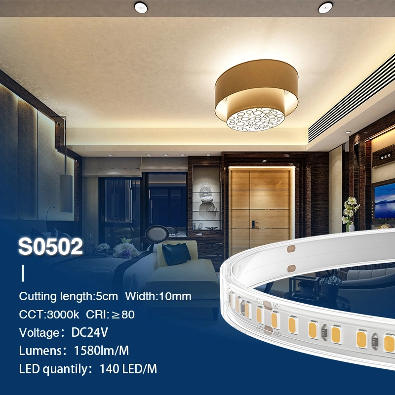 2835 3000K Ra80 IP65 12W/m 140LEDs/m Striscia LED impermeabile da soffitto-Illuminazione del garage--S0502