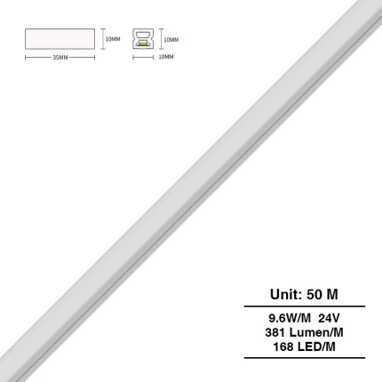 SMD 3000K Ra90 IP65 168LEDs/m L50000*W10*H10mm 24V Flexibler LED-Streifen – selbstklebender LED-Streifen – S0801