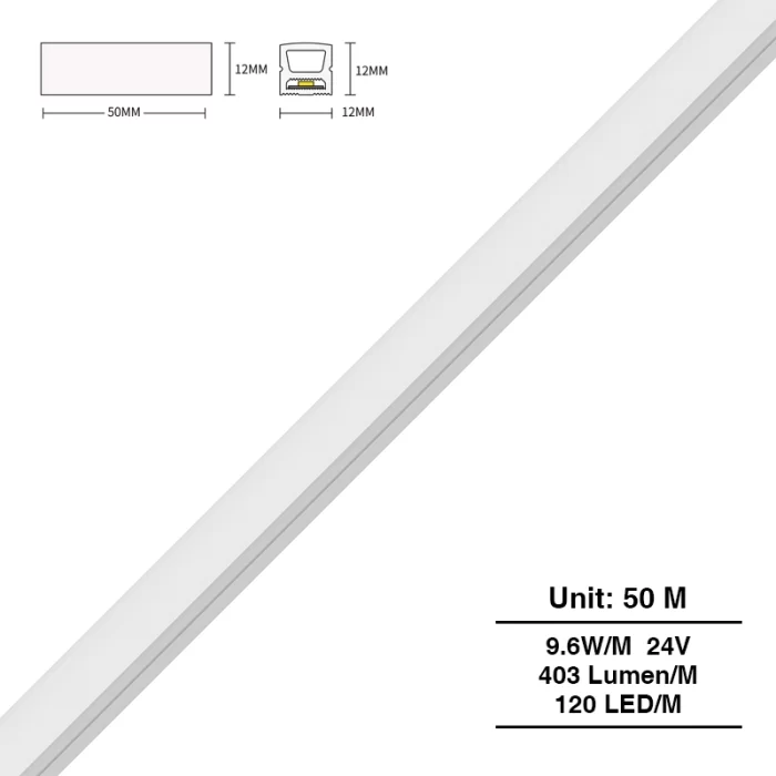 SMD 3000K Ra90 IP65 120LEDs/m L50000*W12*H12mm 24V Striscia LED silicone-Strisce LED per Scale Interne--S0803