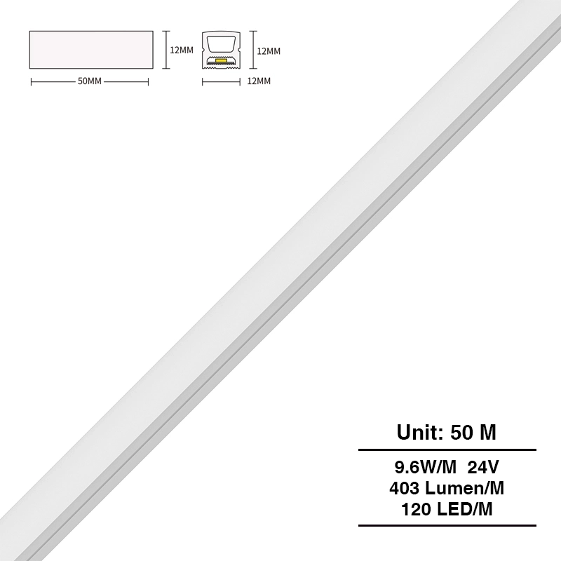 SMD 3000K Ra90 IP65 120LED's/m L50000*W12*H12mm 24V Silikoon LED Strip-LED Strips vir Interne Trappe--S0803