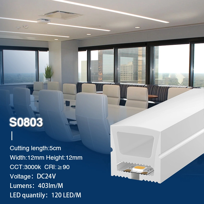 SMD 3000K Ra90 IP65 120LED/m L50000*W12*H12mm Shirit LED silikoni 24V-Rripa LED të papërshkueshëm nga uji--S0803