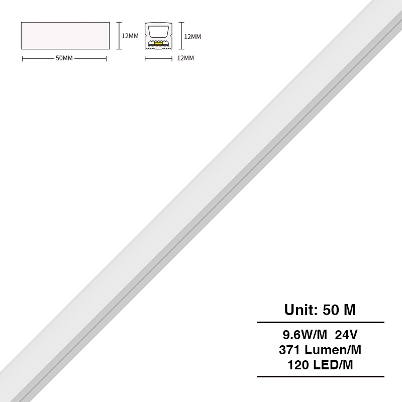 SMD 4000K Ra90 IP65 120LED/m L50000*W12*H12mm 24V Silikoni LED Shirit-LED Shirit 24V--S0804