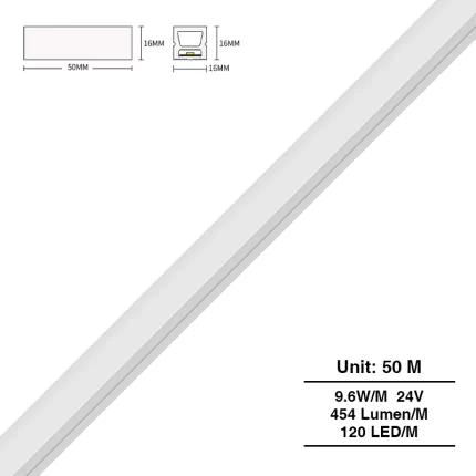 SMD 3000K Ra90 IP65 120LEDs/m L50000*W16*H16mm 24V Neon Flexy-Illuminazione Bagno--S0805