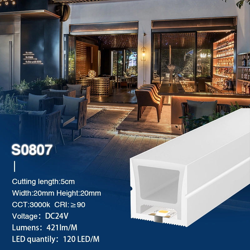 SMD 3000K Ra90 IP65 120LEDs/m L50000*W20*H20mm 24V Strip LED flessibile-SMD Strisce LED--S0807