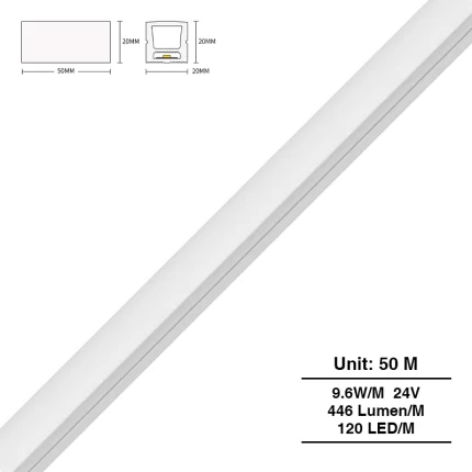 SMD 4000K Ra90 IP65 120LEDs/m L50000*W20*H20mm 24V Strisce LED silicone-Striscia LED Adesive--S0808