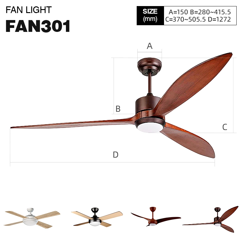 FAN301 220-240V 50/60Hz 3000-5700k 48inch Lampadari a Ventilatore-Ventilatori da Soffitto con Luce Moderni--01