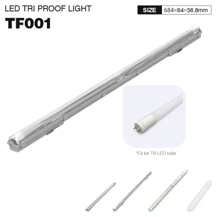 TF001 945lm 1*9W Plafoniera 1 tubi stagna Senza sorgente luminosa 60cm-Plafoniera Stagna LED 60 cm--01