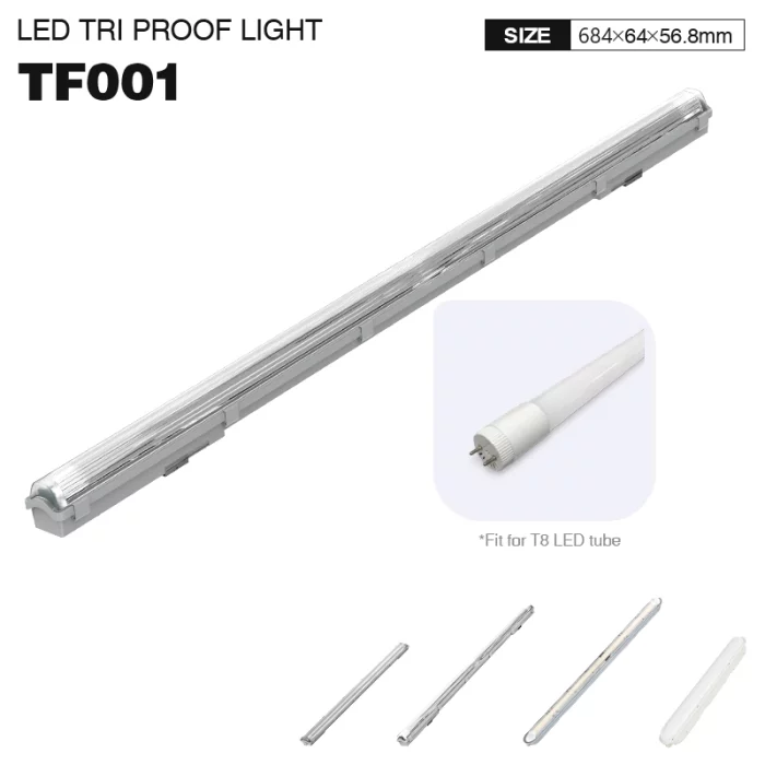 TF001 945lm 1*9W Plafoniera 1 tubi stagna Senza sorgente luminosa 60cm-Plafoniera Stagna LED 60 cm--01