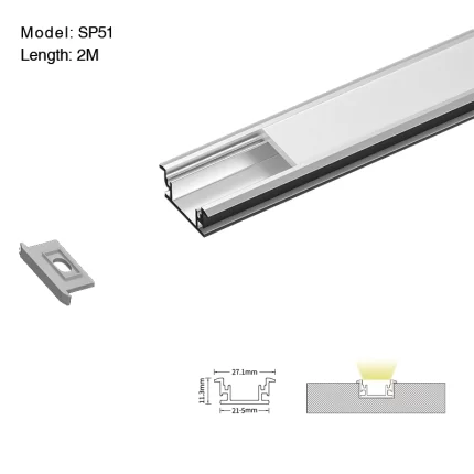 Profili per LED a Parete  L2000x27.1x11.3mm SP51-Profilo LED Calpestabile--01