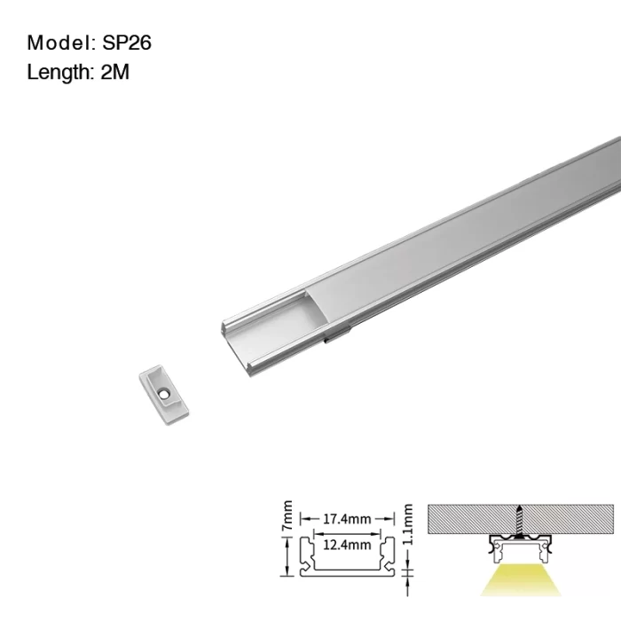 Profilati in Alluminio per LED L2000x17.4x7mm SP26-Profilo LED Soffitto--01
