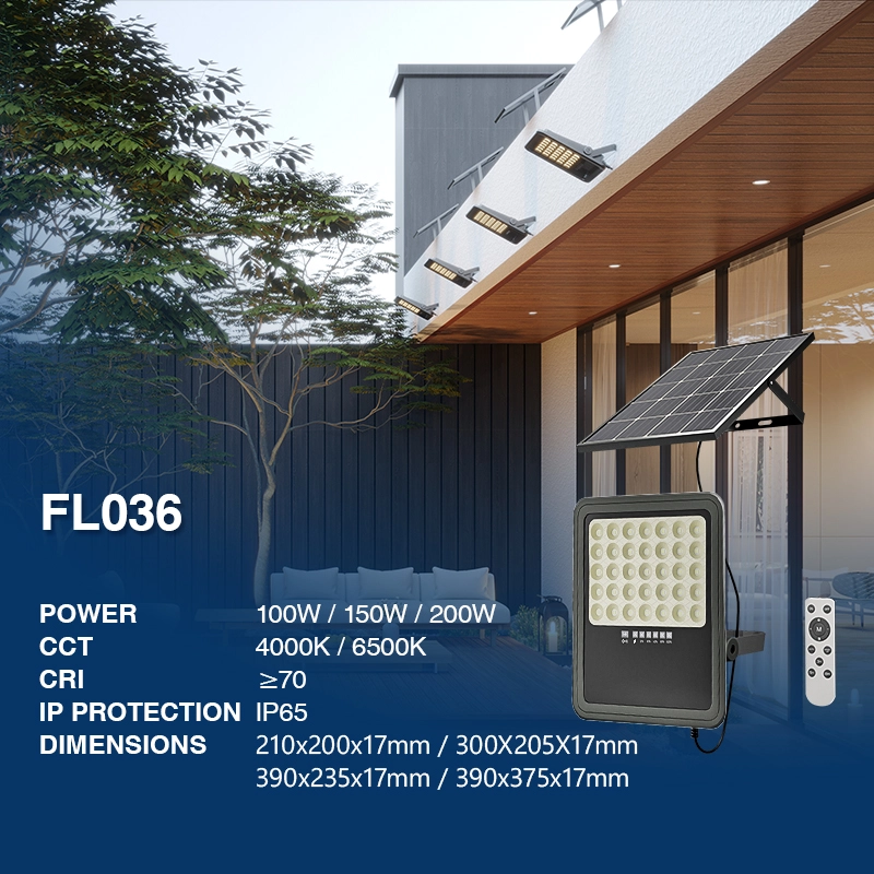 FL036 200W 6500k Proiettore solare-Lampade a Pannelli Solari--02