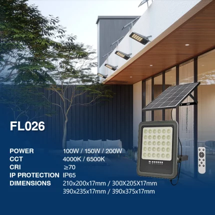 FL026 100W 6500k Proiettore solare-Lampade Solari--02