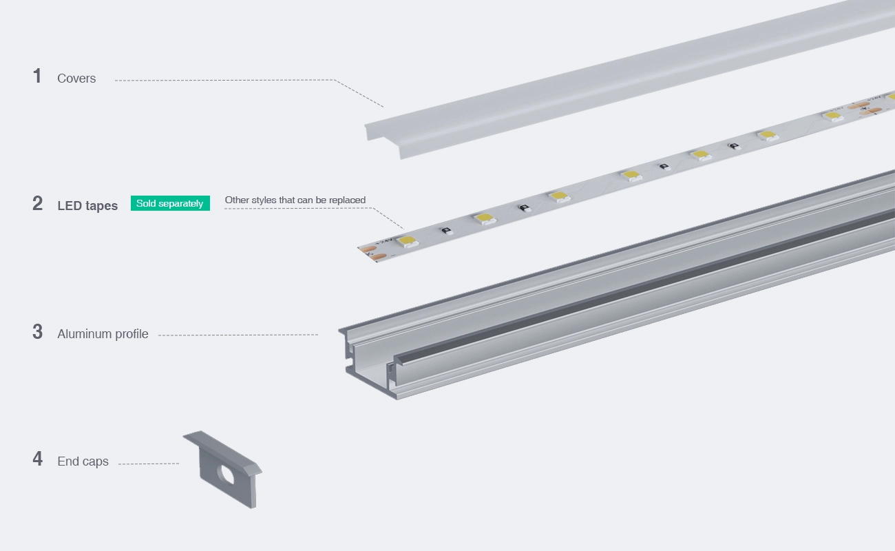 Profili per LED a Parete  L2000x27.1x11.3mm SP51-Profilo Alluminio Led--03