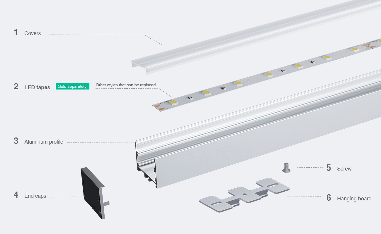 Profilo Strip LED sospensione L2000x48.5x35mm SP42-Profilo Alluminio Led--03