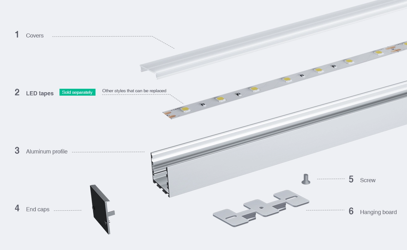 Profilo Striscia LED Serie ufficio L2000x40x34.8mm SP40-Profilo LED Incasso--03