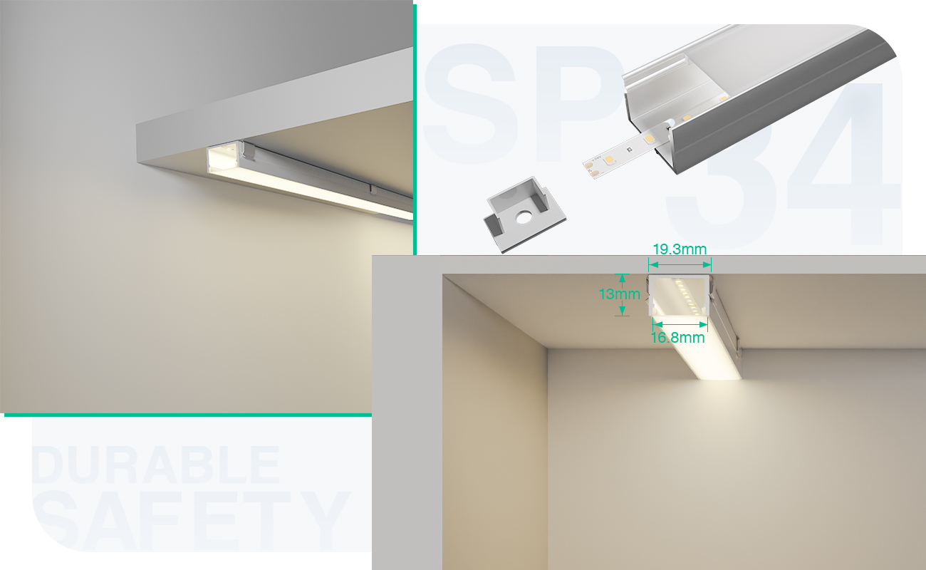 SP34 Profili per Strisce LED Soffitto 2000x19.3x13mm-Profili Per Strisce Led--05