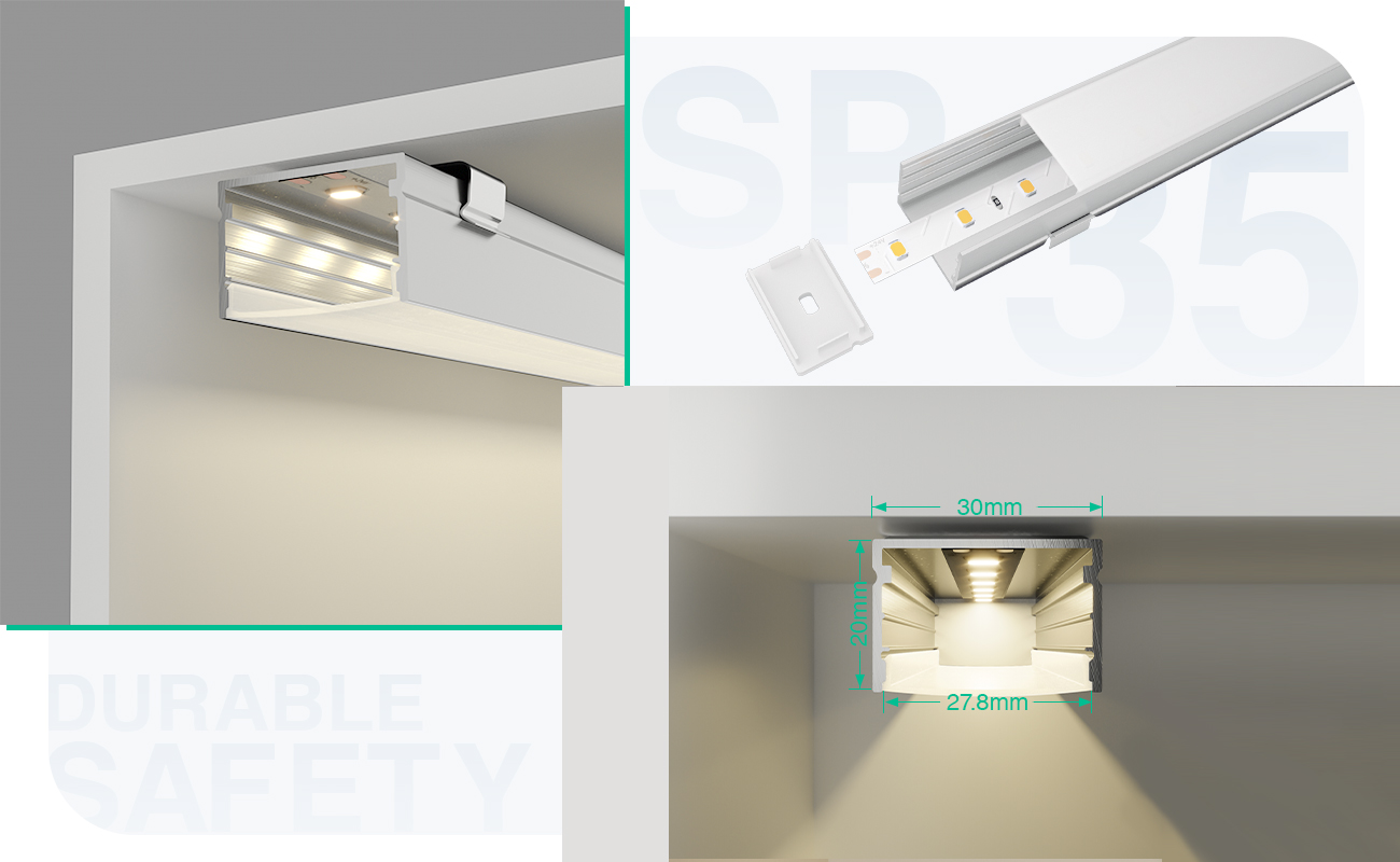 SP35 Profili LED Cartongesso Soffitto 2000x30x20mm-Profilo LED cartongesso--05