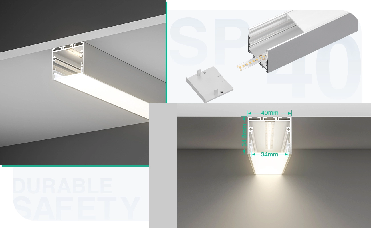 Profilo Striscia LED Serie ufficio L2000x40x34.8mm SP40-Profilo Alluminio Led--05