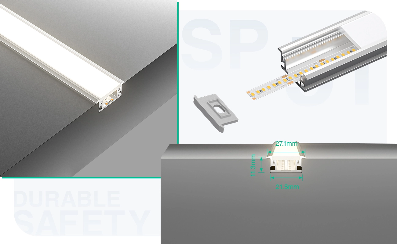 Profili per LED a Parete  L2000x27.1x11.3mm SP51-Profilo Alluminio Led--05