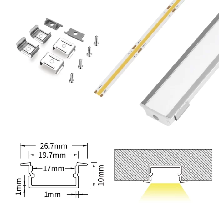 Profili alluminio per led L2000x26.7x10mm SP23-Profilo LED a sospensione--06