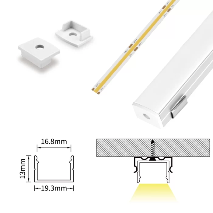 Profili per Strisce LED Soffitto L2000x19.3x13mm SP34-Profilo LED Cartongesso--06